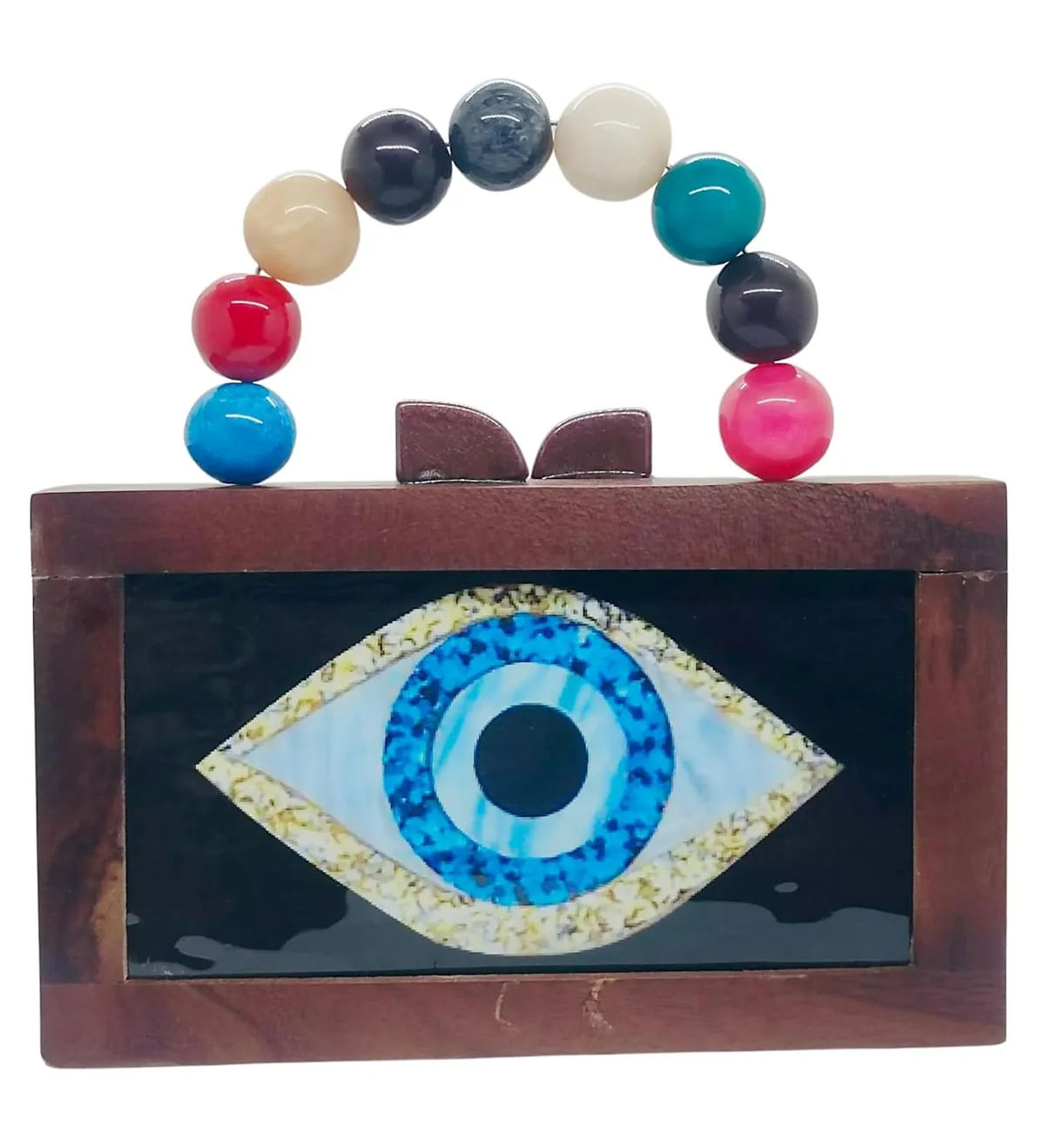 Avani Brown Wooden Slim Rectangular Clutch Bag
